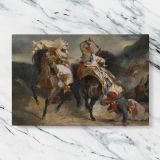 The Combat of the Giaour and Hassan canvas artwork displayed on a marble background