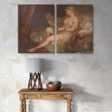 Woman with a Mirror in a Classical Interior canvas wall art in room setting 5