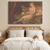Woman with a Mirror in a Classical Interior canvas wall art in room setting 6