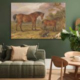 Horses and Dogs in a Pastoral Landscape canvas wall art in room setting 4