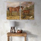 Horses and Dogs in a Pastoral Landscape canvas wall art in room setting 6