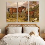 Horses and Dogs in a Pastoral Landscape canvas wall art in room setting 7