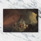 Aeneas and the Sibyl canvas artwork displayed on a marble background