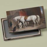 White Horse and Dogs in a Stable canvas front and rear frame view
