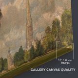 Salisbury Cathedral from Lower Marsh Close canvas texture and wrapped edge closeup