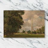 Salisbury Cathedral from Lower Marsh Close canvas artwork displayed on a marble background