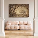 Sunset from the Forest of Fontainebleau canvas wall art in room setting 5
