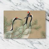 Cranes from Momoyogusa canvas artwork displayed on a marble background