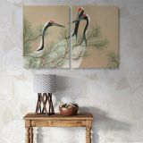 Cranes from Momoyogusa canvas wall art in room setting 7