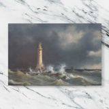 Eddystone Lighthouse canvas artwork displayed on a marble background