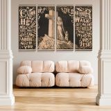 Climb up the Cross Vintage Christian Illustration canvas wall art in room setting 5