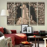 Climb up the Cross Vintage Christian Illustration canvas wall art in room setting 6