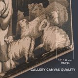 The Good Shepherd Vintage Christian Illustration canvas texture and wrapped edge closeup