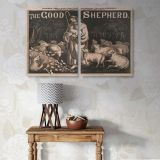 The Good Shepherd Vintage Christian Illustration canvas wall art in room setting 7