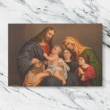 Christ Blessing Little Children canvas artwork displayed on a marble background