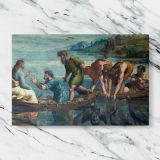 The Miraculous Draft of Fishes canvas artwork displayed on a marble background