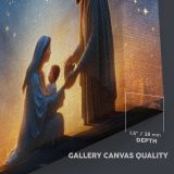 Nativity beneath a Starry Sky canvas texture and wrapped edge closeup