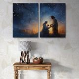 Nativity beneath a Starry Sky canvas wall art in room setting 7