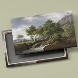 Rocky Stream and Woodland Landscape canvas front and rear frame view