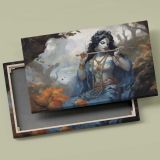 Krishna Playing the Flute canvas front and rear frame view