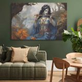 Krishna Playing the Flute canvas wall art in room setting 4