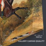 Foxhunting Clearing a Ditch canvas texture and wrapped edge closeup