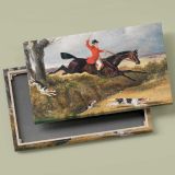Foxhunting Clearing a Ditch canvas front and rear frame view