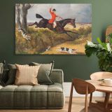 Foxhunting Clearing a Ditch canvas wall art in room setting 4