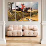 Foxhunting Clearing a Ditch canvas wall art in room setting 5