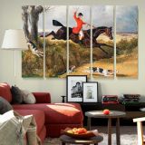 Foxhunting Clearing a Ditch canvas wall art in room setting 6