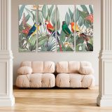Tropical Macaws and Botanical Leaves canvas wall art in room setting 5