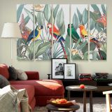 Tropical Macaws and Botanical Leaves canvas wall art in room setting 6