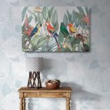 Tropical Macaws and Botanical Leaves canvas wall art in room setting 7