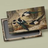 Magpies round a dead female capercaillie canvas front and rear frame view
