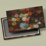 Dahlias in a Blue and White Vase canvas front and rear frame view