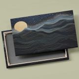 Golden Moon over Flowing Blue Mountains canvas front and rear frame view