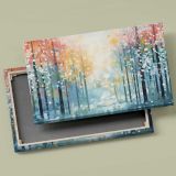 Colourful Snowy Forest canvas front and rear frame view