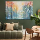 Colourful Snowy Forest canvas wall art in room setting 4