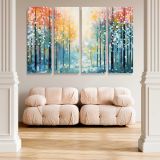 Colourful Snowy Forest canvas wall art in room setting 5