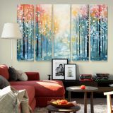 Colourful Snowy Forest canvas wall art in room setting 6