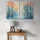 Colourful Snowy Forest canvas wall art in room setting 7