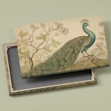 Peacock and Botanical Branches canvas front and rear frame view