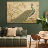Peacock and Botanical Branches canvas wall art in room setting 4