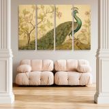 Peacock and Botanical Branches canvas wall art in room setting 5