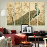 Peacock and Botanical Branches canvas wall art in room setting 6