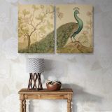 Peacock and Botanical Branches canvas wall art in room setting 7