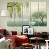 White Swan beneath Willow Trees canvas wall art in room setting 6