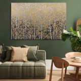 Gold and Silver Woodland Pattern canvas wall art in room setting 4