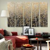 Gold and Silver Woodland Pattern canvas wall art in room setting 6
