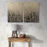 Gold and Silver Woodland Pattern canvas wall art in room setting 7